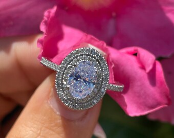 1.40 carat double halo Oval Diamond Engagement ring __VIDEO