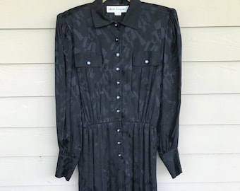 Adele Simpson Vintage Black Silk Dress