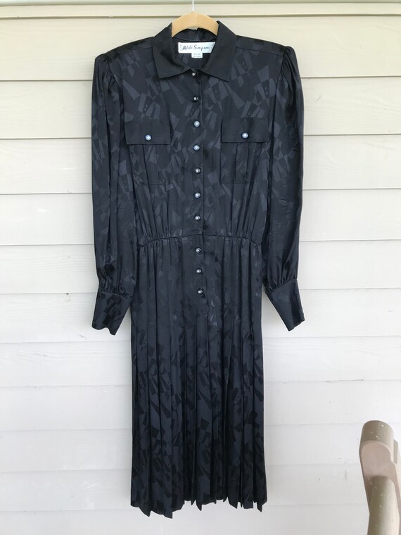 Adele Simpson Vintage Black Silk Dress