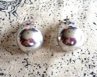 Sterling Silver Half Round Puffed Sterling Clipon Earring