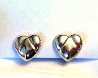 Jondell Mexico Sterling Silver Puffed Heart Clip On Earring