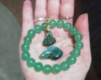 Seraphinite Amulet pendant, rare Mtorolite, green Aventurine bracelet, Angelic connection, harmony, Luck Magick OOAK set