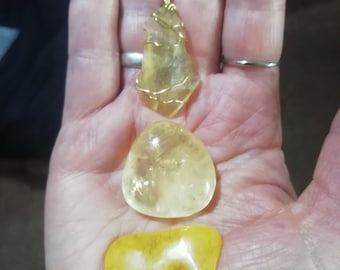 Spring Sunshine ser, Libyan Desert Glass Amulet pendant, Yellow Calcite, golden yolk yellow Baltic Amber, OOAK Joyful Manifestation Magick