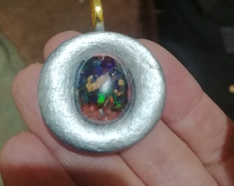 Super sparkly natural Mexican Opal Amulet pendant, Luck, dream Magick.