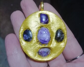 Charoite and Sugilite OOAK Crown Chakra Amulet pendant