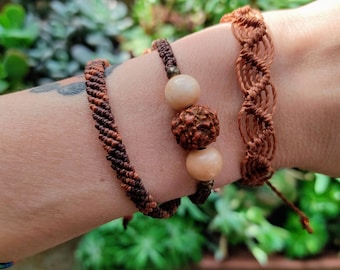 Handmade Rudraksha bracelet featuring beads/semi precious stones, color of your choice, by Reef Knot co