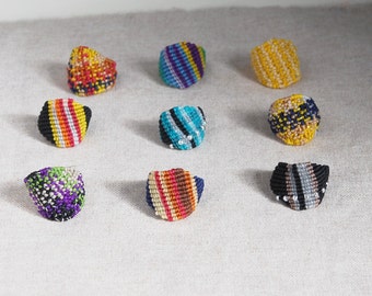 Colorful knotted ring in a pattern of your choice, waterproof vegan jewelry, gift idea under 15 by Reef Knot co