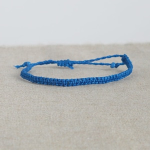 Tiny Blue Bracelet, Waxed Cord Bracelet, Surf Jewelry for him or her, Womens or Mens Bracelet, Royal Blue Friendship Bracelet