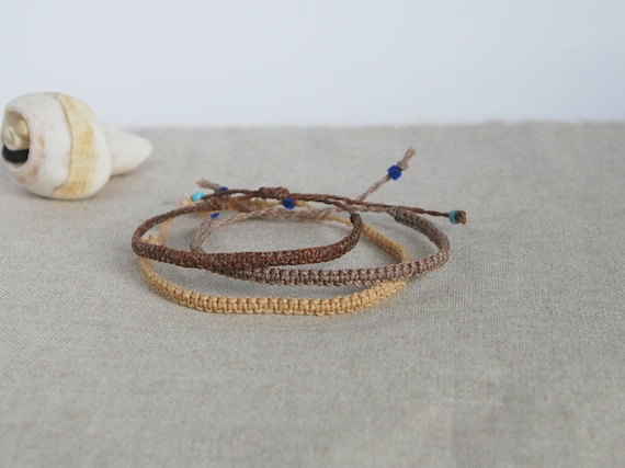 Braccialetto Marrone / Set di Braccialetti / Gioiello Uomo Marrone / Braccialetti dell'Amicizia / Idea Regalo per Lui / Braccialetti Cordino