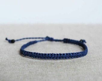 Navy Blue Friendship Bracelet, adjustable size Cord Bracelet, gift idea for class mates or coworkers, bulk orders welcome, Reef Knot co