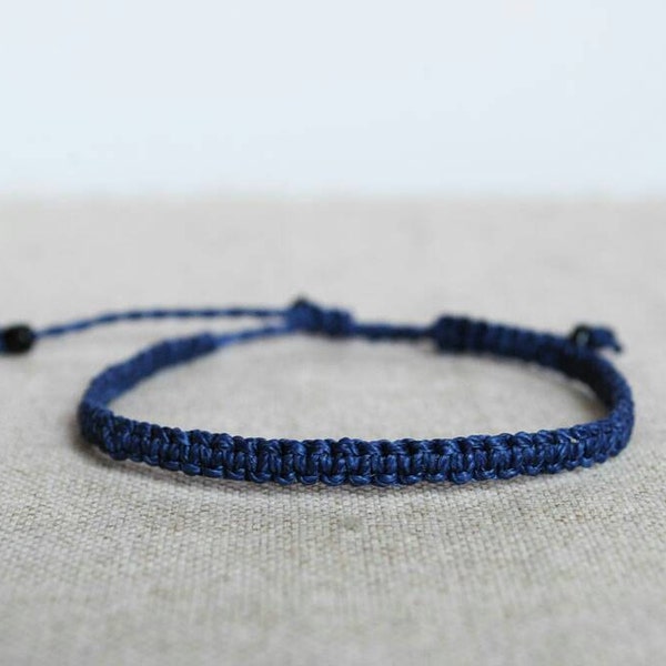 Navy Blue Friendship Bracelet, adjustable size Cord Bracelet, gift idea for class mates or coworkers, bulk orders welcome, Reef Knot co