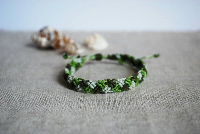 unisex Friendship Bracelet Adjustable Size waterproof surfing jewelry by Reef Knot co Bracelet For Him in shades of Green