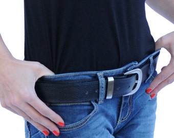 Black Leather Money Belt