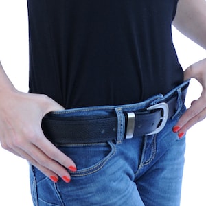 Negro or Azul Cinturón de piel para guardar el dinero con compartimentos de 33 cm de largo - Ideal para los viajeros y ropa casual