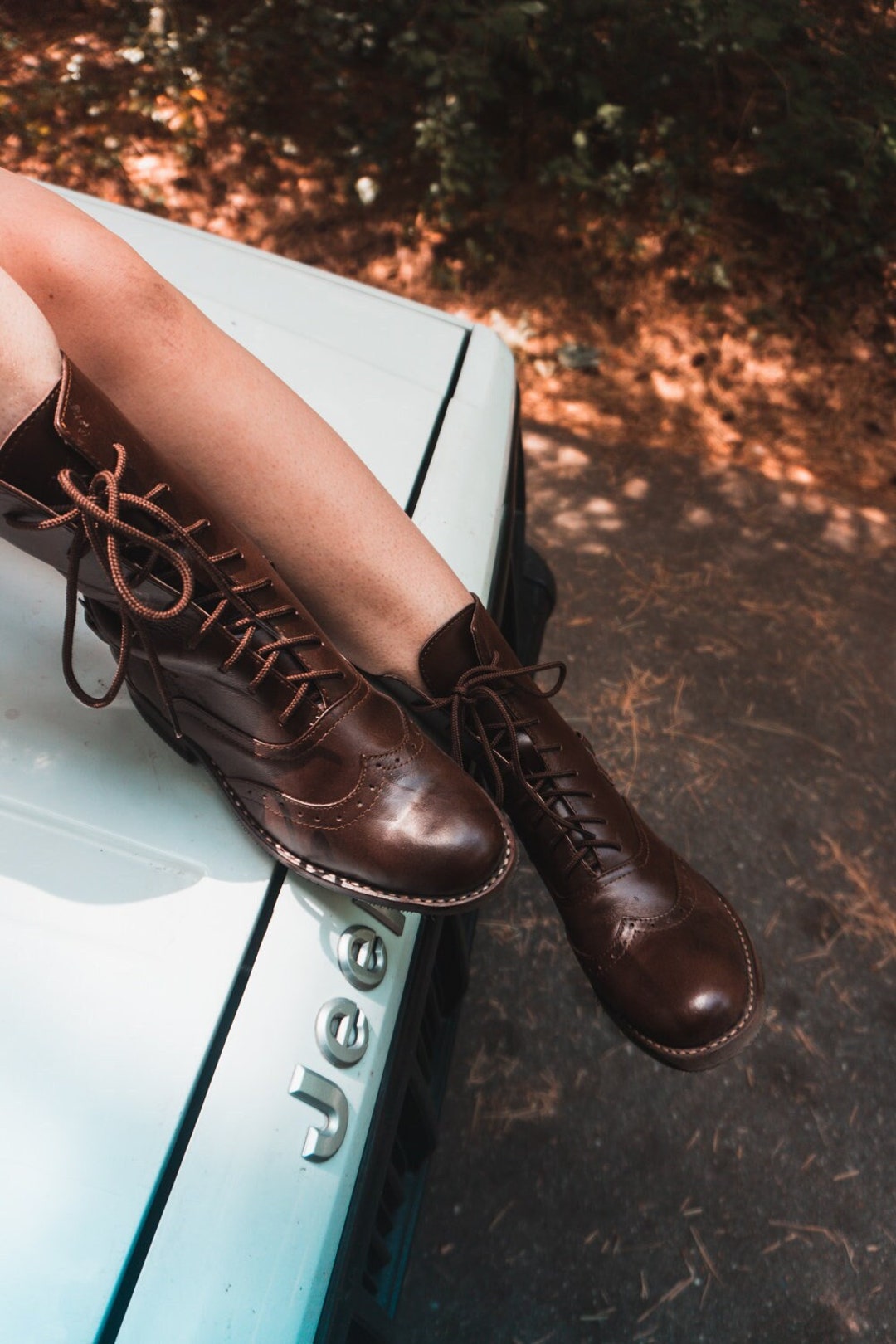 Brown Victorian Lace up Ankle Boots 