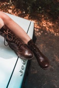 Brown Leather Victorian Ankle Boots - Handmade Lace Up Boots with Replaceable Soles