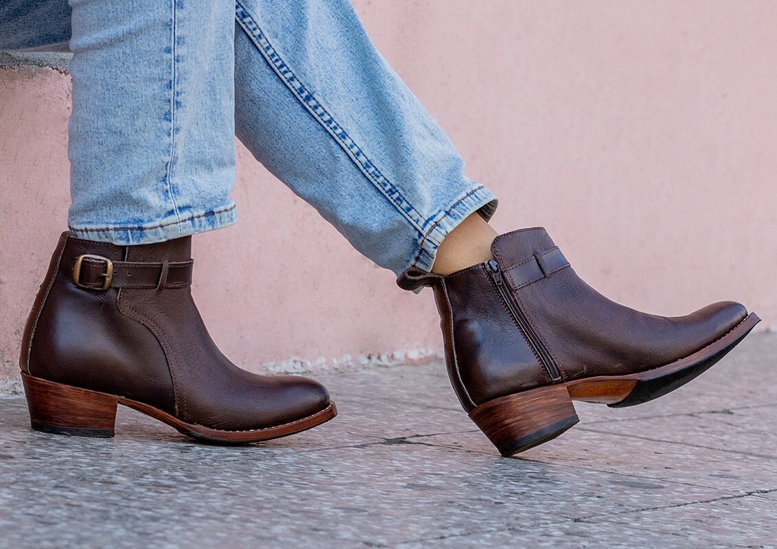 Bottes Cowboy Western Huasteca - Cuir Marron Bout Pointu - Taille US 9.5 - Mexique