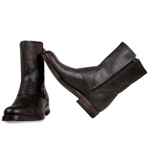 Damen Leder Biker Stiefel Handmade Brown Ankle Motorrad Reitstiefel Reißverschluss Schnalle