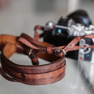 Handmade Leather Camera Strap - Brown Full Grain