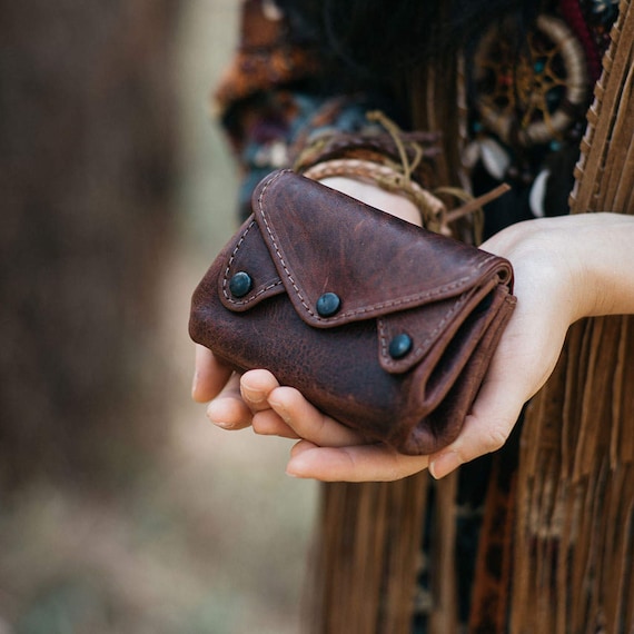 Laura Coin Purse - Cognac Woven Classic Leather