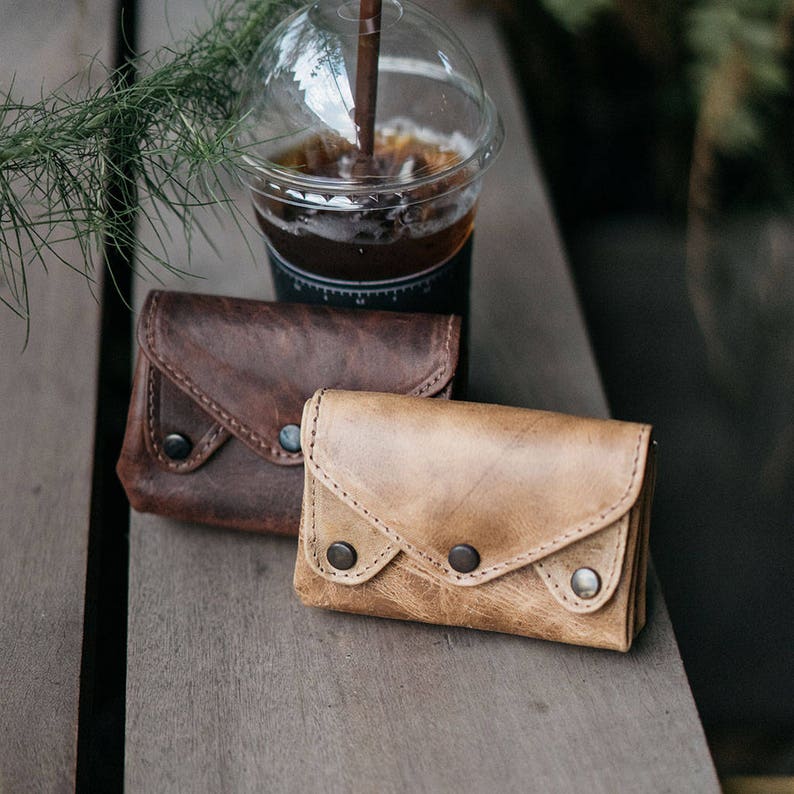 Leather Coin Purse & Card Holder Wallet Etsy