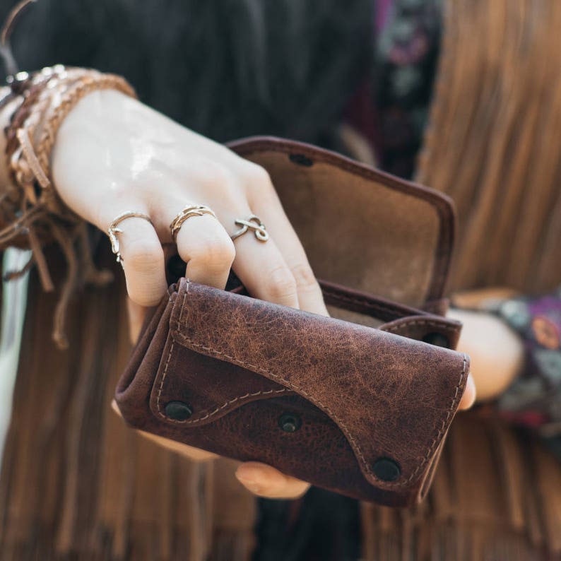 Leather Coin Purse & Card Holder Wallet Etsy