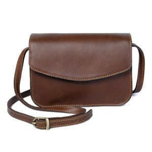 Damen Kleine Braune Leder Crossbody Geldbörse mit verstellbarem Riemen
