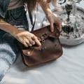 Handmade Full Grain Leather Crossbody Sling Bag for Women - Three-Flap Design Adjustable Strap product logo