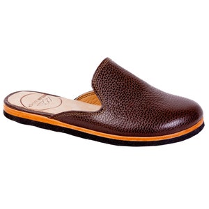 Bella Leather Mules - Handmade Brown Slide Sandals Open Heel Comfort image 3