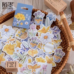 Japanese Botanic Daffodil Iris Sticker/Decal Set Scrapbooking