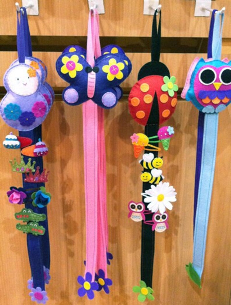 Girls Felt Hair Clip Organizer Mermaid Butterfly Owl Doll Etsy