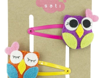 Valentine Owl Baby Girls Felt Snap Hair Clips SATI