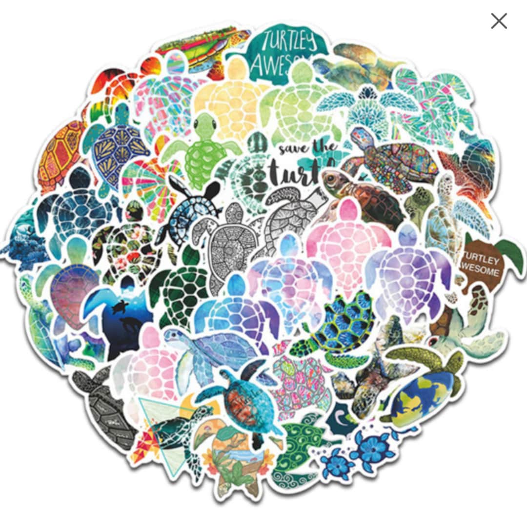 Turtle Stickers Pack of 25,50 or 100 - Etsy Australia