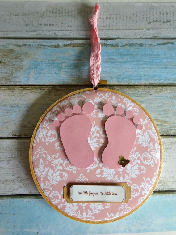 Items similar to Personalised embroidery hoop nursery wall art. baby
