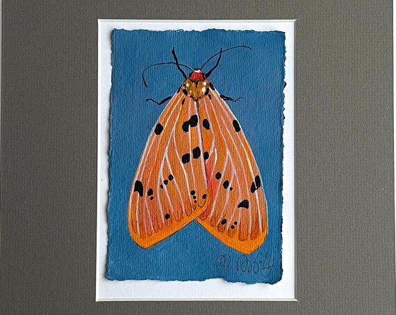 Minimalist Painting Butterfly Moth Original Painting on Watercolor Paper Nursery Wall Art