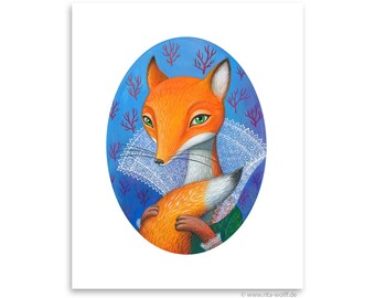 Fox - Picture, Art, Art Printprint, Print from original acrylic picture, A4 (297 x 210mm), (11,7 x8,3 in)