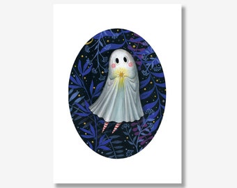 Ghost Print - Art Print - Halloween Ghost Art - Creepy Wall Decor - Creepy Cute Art - Pop Surrealism Art