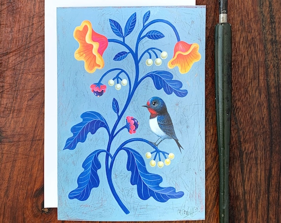 Postcard Bird Swallow . A6 art card greeting card Artist: Rita Wolff