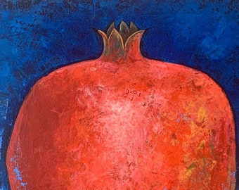 Pomegranate acrylic on canvas Original painting Painting unique hand painted 30 x 30 cm