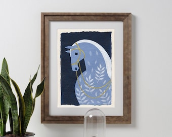 Hors Painting Original Miniature Pferd Original Painting on Watercolor Paper Nursery Wall Art Minimalist