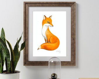 Fox Art Print, Animal Picture, Red Fox Art Print, Fox Watercolor Original, Print