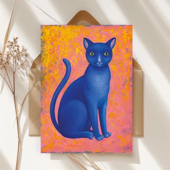 Postkarte A6 Blaue Katze