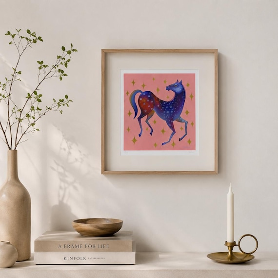 Deer painting blue artwork Art Print