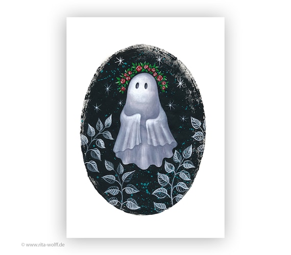 Little Ghost Print - Art Print - Halloween Ghost Art - Creepy Wall Decor - Creepy Cute Art - Pop Surrealism Art