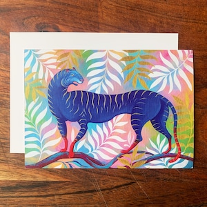 Tiger Postcard Art Postcard A6 Print Blue Tiger Art Print Art Card, Artist Rita Wolff image 1