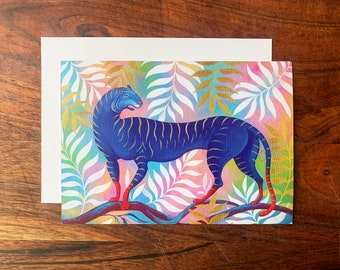 Blue Tiger, cartolina d'arte, stampa A6, stampa artistica, cartolina