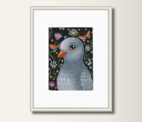 Watercolor original bird dove art on watercolor paper, original bird drawing painting