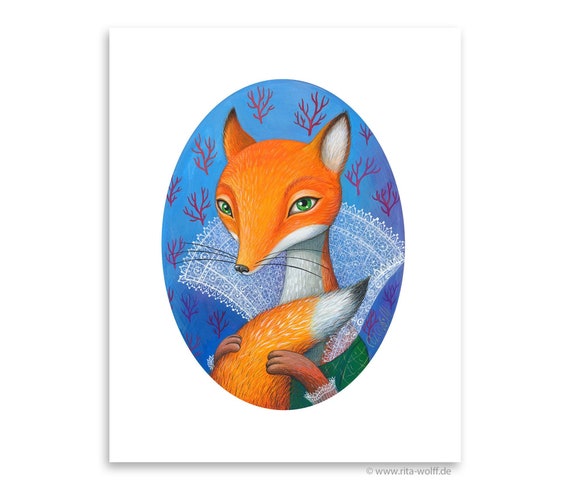 Fox - Picture, Art, Art Printprint, Print from original acrylic picture, A4 (297 x 210mm), (11,7 x8,3 in)