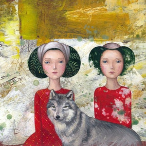 Wolf Kunst Poster Druck Kunstdruck Illustration  Art Print