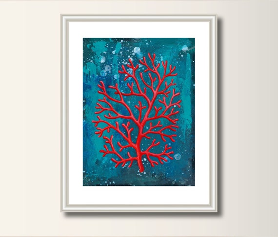 Red Coral Picture art print, print of original acrylic painting